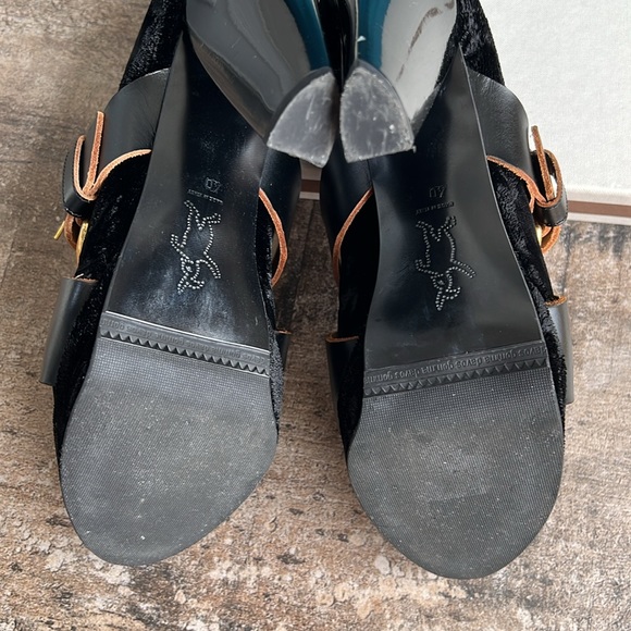 MARNI Vintage Platform Booties Pumps - Velvet with Leather Buckle size 40 - Picture 5 of 12